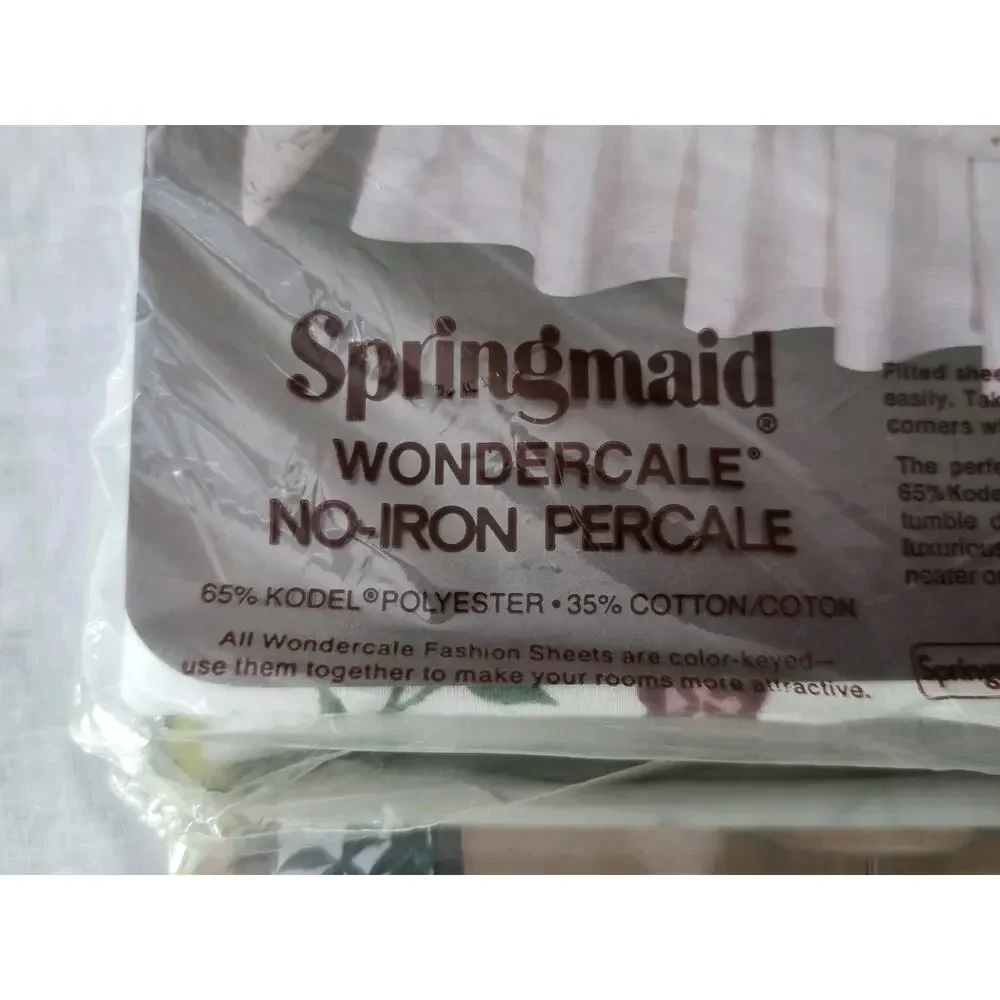 VINTAGE SPRINGMAID Wondercale Double Flat Sheet + Fitted Sheet Swiss Manor